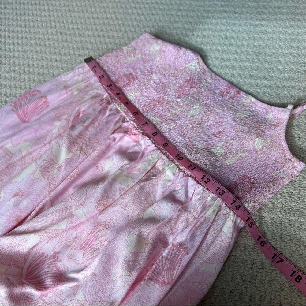 GAP Maternity Pink Floral Smocked Tiered Maxi Sun Dress Comfortable Bright - Picture 6 of 11